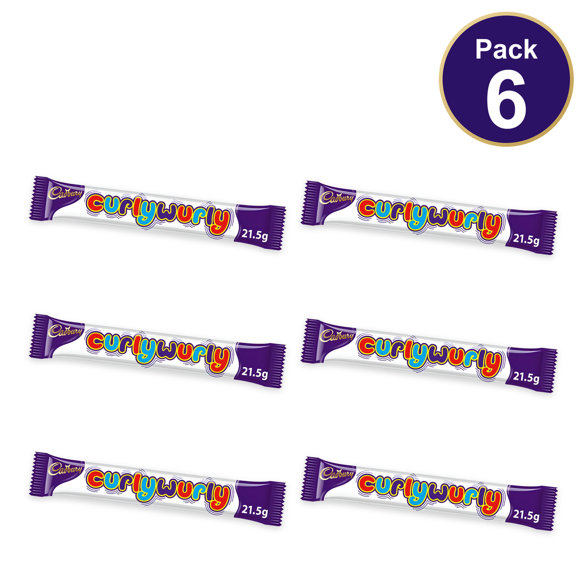 Cadbury Curly Wurly Chocolate Bar 21.5g — Pack of 6