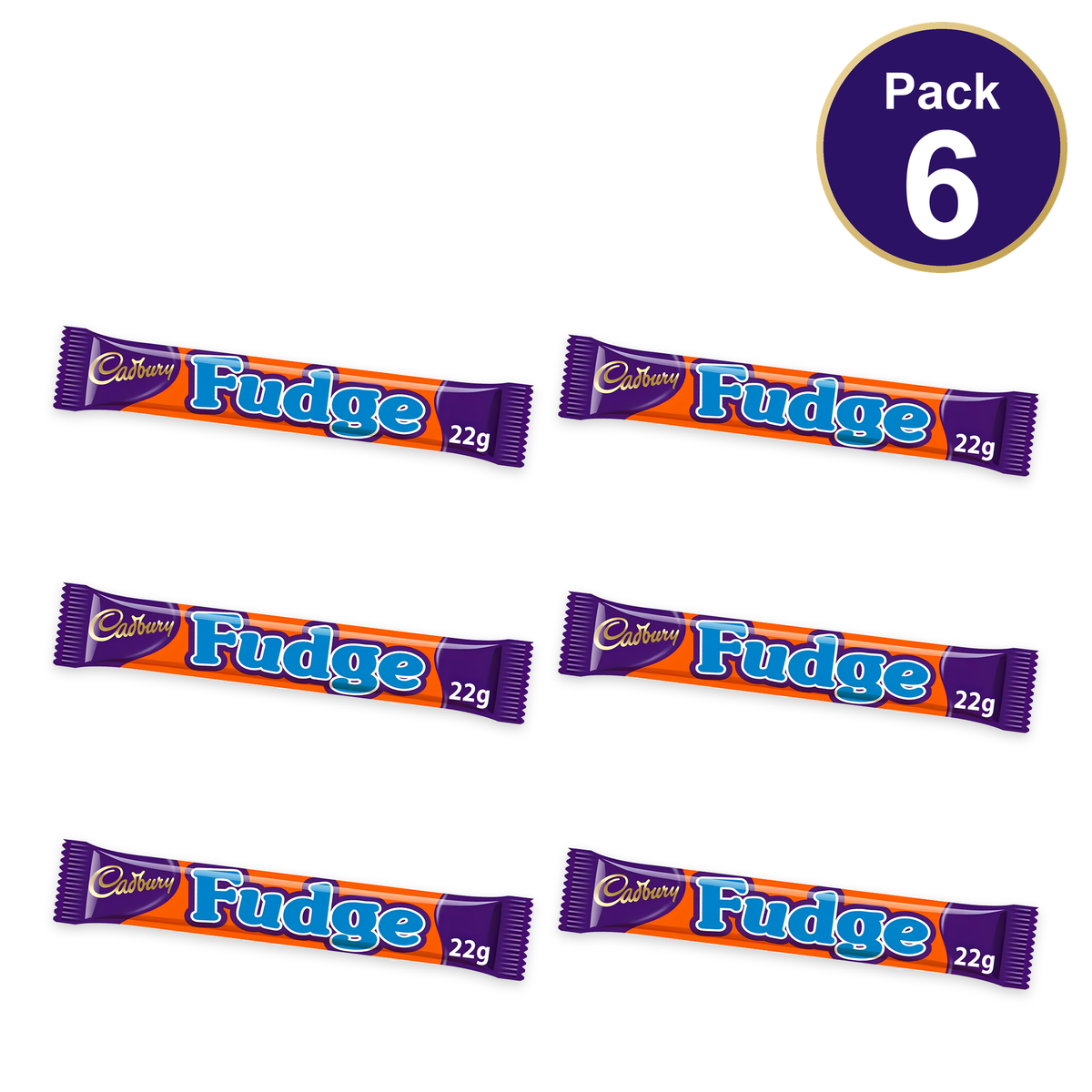 Cadbury Fudge Chocolate Bar 22g — Pack of 6
