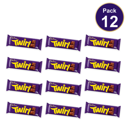 Cadbury Twirl Chocolate Bar 43g — Pack of 12