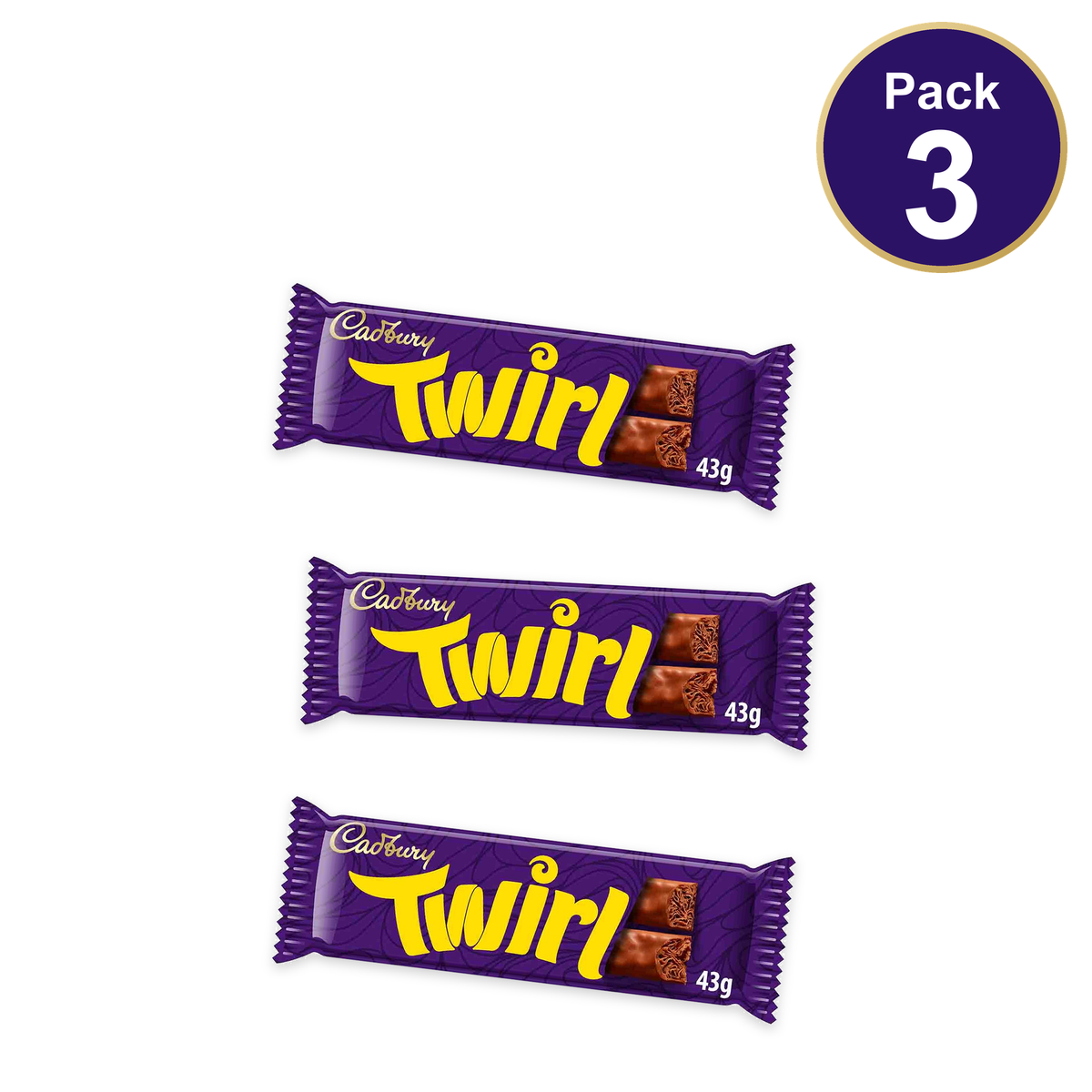 Cadbury Twirl Chocolate Bar 43g — Pack of 3