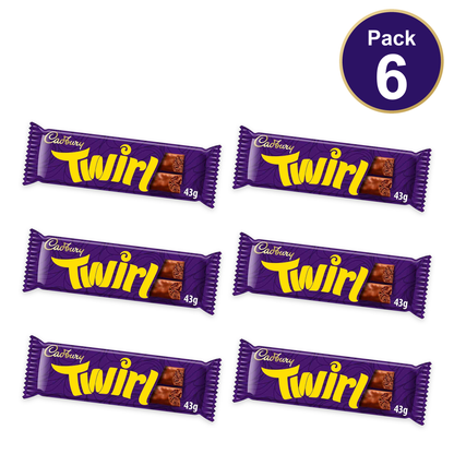 Cadbury Twirl Chocolate Bar 43g — Pack of 6