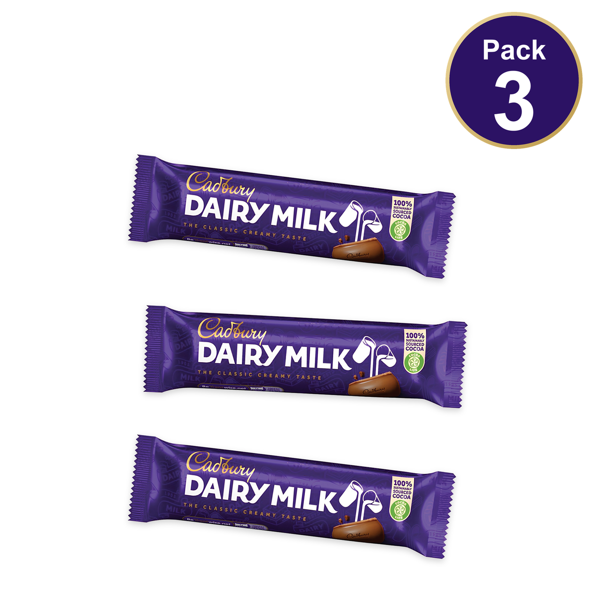 Cadbury Dairy Milk Chocolate Bar 45g — Pack of 3