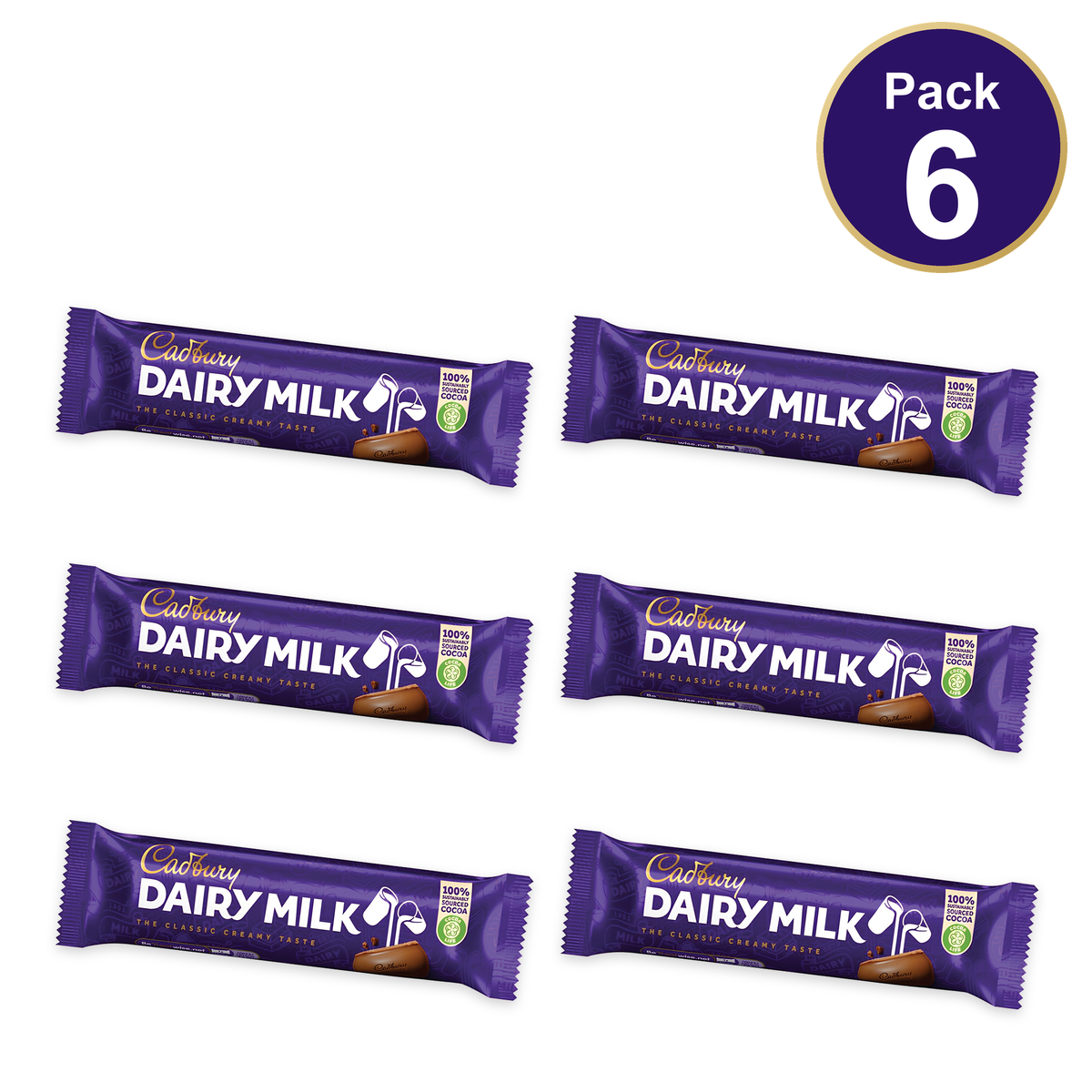 Cadbury Dairy Milk Chocolate Bar 45g — Pack of 6