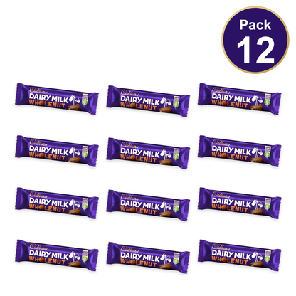 Cadbury Dairy Milk Whole Nut Chocolate Bar 45g — Pack of 12