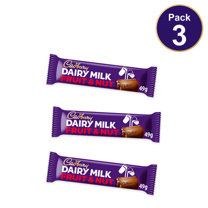 Cadbury Dairy Milk Fruit & Nut Chocolate Bar 49g — Pack of 3