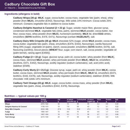 Cadbury 21 Treats – product label – page 3 of 3