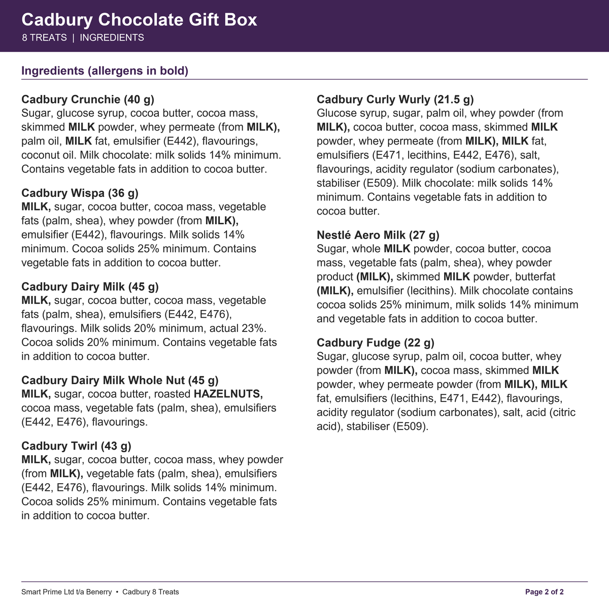 Cadbury Chocolate Gift Box – 8 Treats | Christmas Navy Gift Box