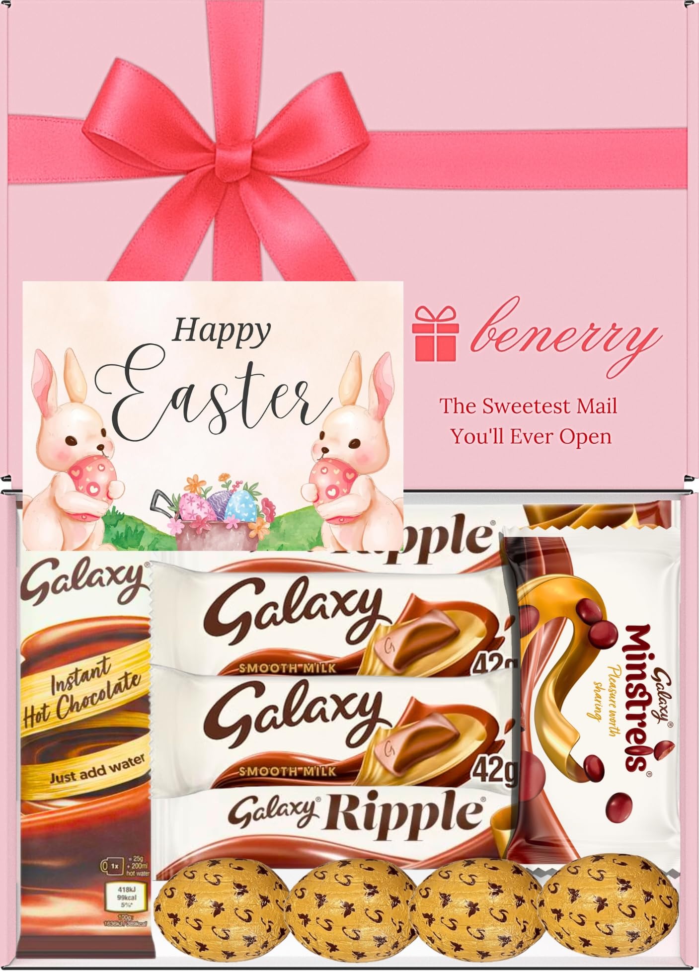 Galaxy Chocolate Gift Box 10 Treats – Easter for Kids Pink Gift Box by Benerry