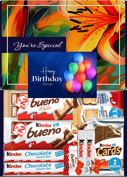 Kinder Chocolate Gift Box 12 Treats – Happy Birthday Letterbox Hamper by Benerry
