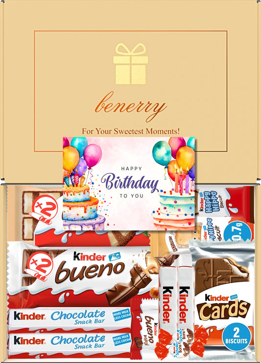 Kinder Chocolate Gift Box 12 Treats – Birthday for Kids Beige Gift Box by Benerry
