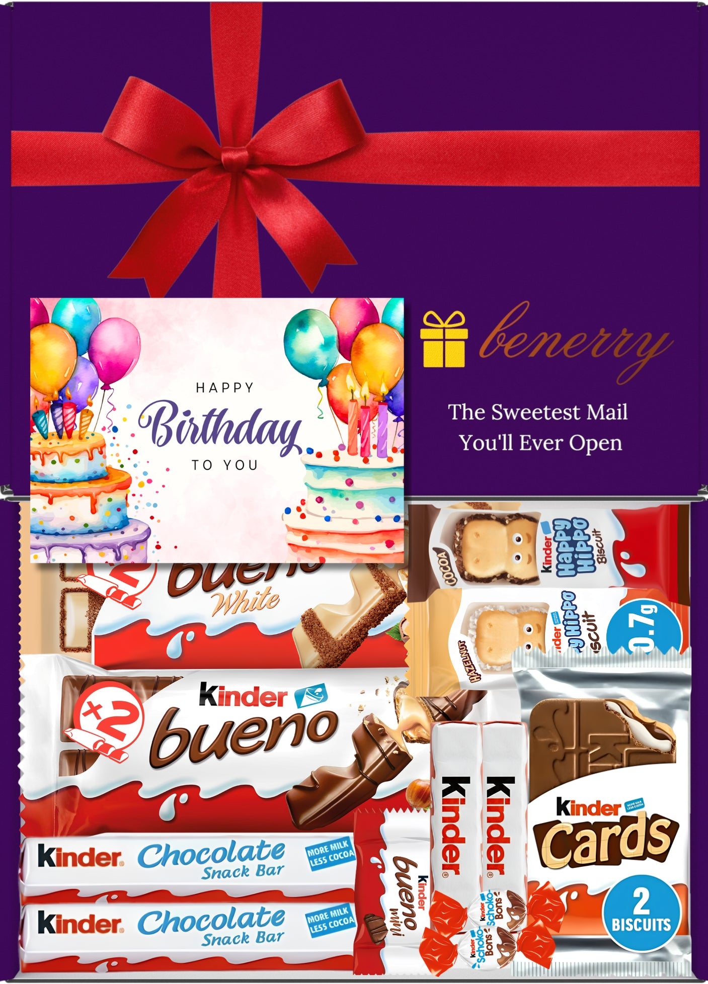 Kinder Chocolate Gift Box 12 Treats – Birthday for Kids Purple Gift Box by Benerry