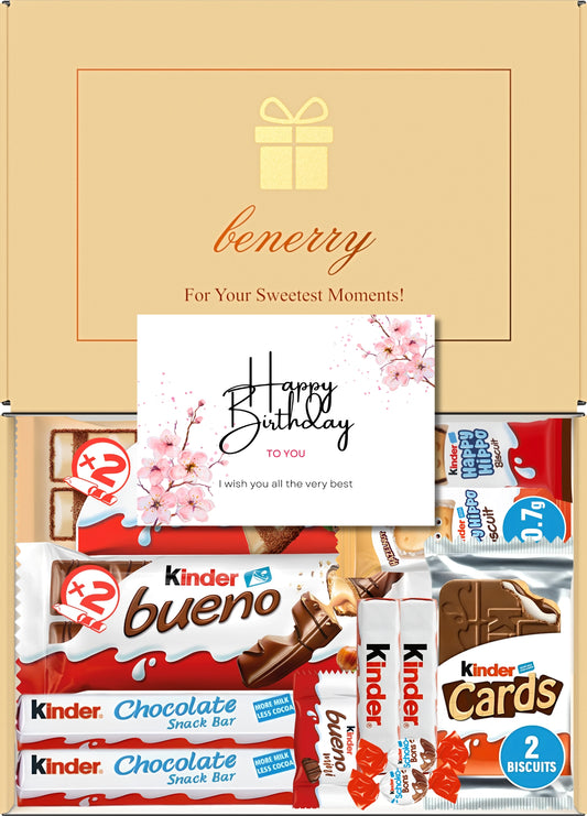 Kinder Chocolate Gift Box 12 Treats – Birthday Beige Gift Box by Benerry