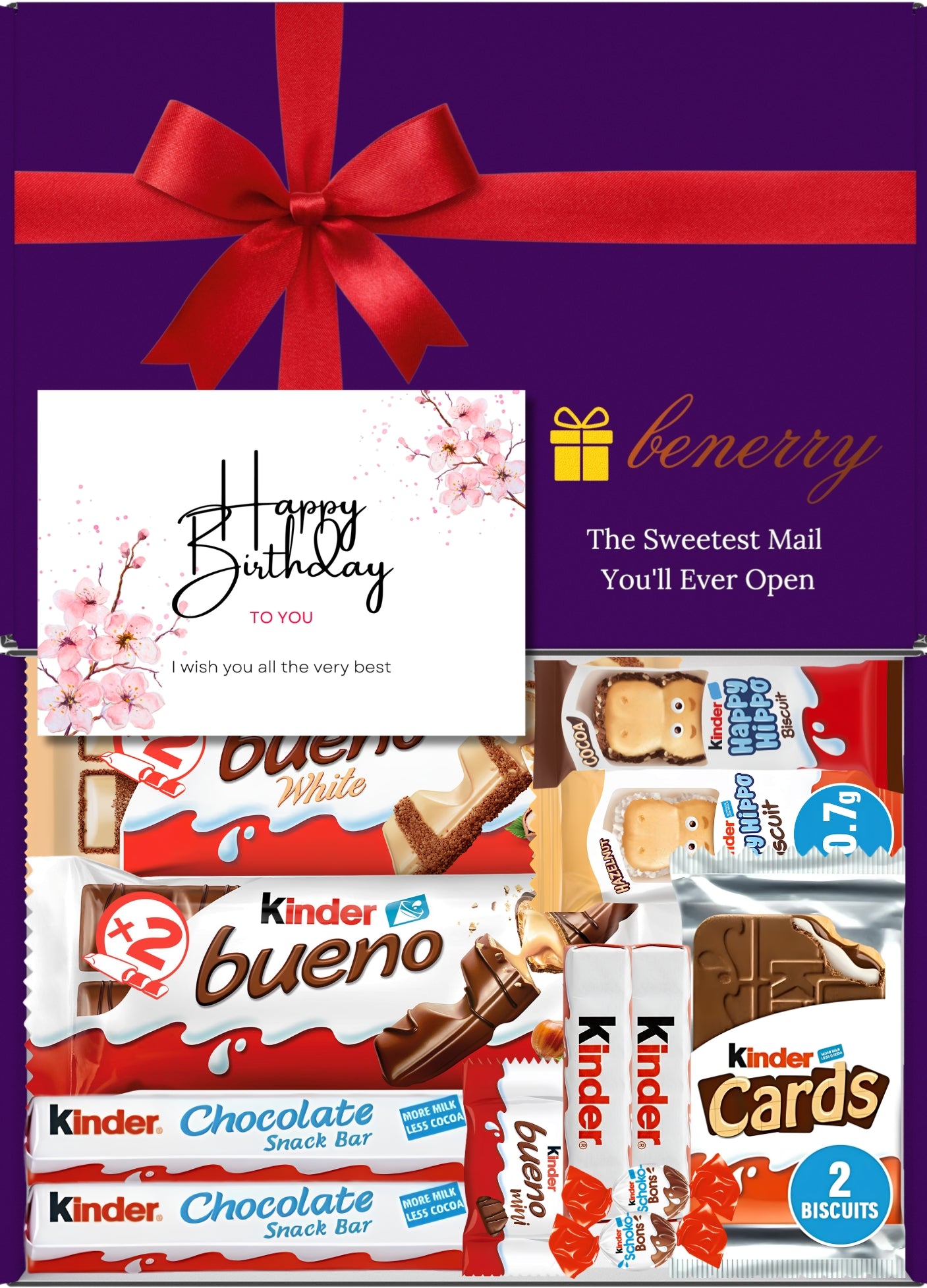 Kinder Chocolate Gift Box 12 Treats – Birthday Purple Gift Box by Benerry