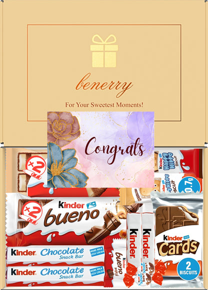 Kinder Chocolate Gift Box 12 Treats – Congratulations Beige Gift Box by Benerry