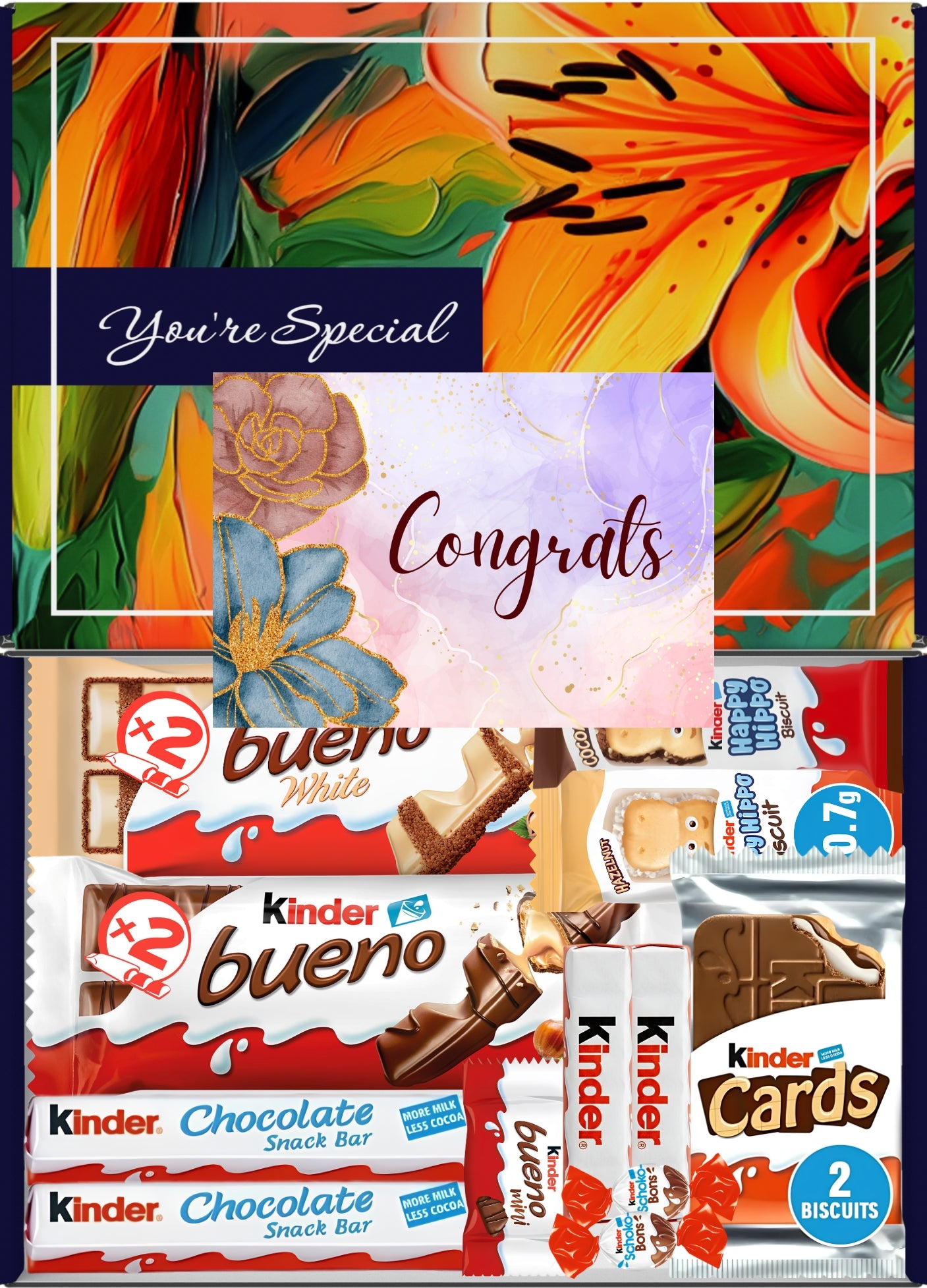 Kinder Chocolate Gift Box 12 Treats – Congratulations Letterbox Hamper by Benerry