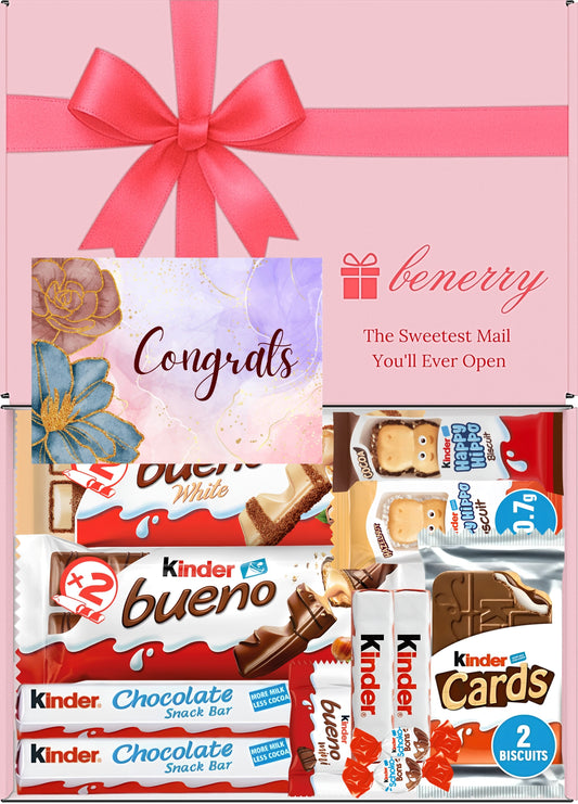 Kinder Chocolate Gift Box 12 Treats – Congratulations Pink Gift Box by Benerry
