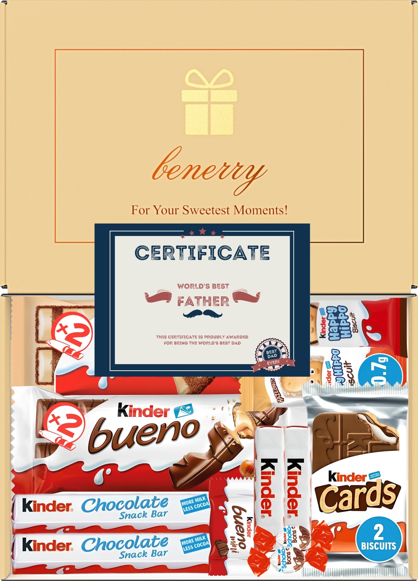 Kinder Chocolate Gift Box 12 Treats – Dad Beige Gift Box by Benerry