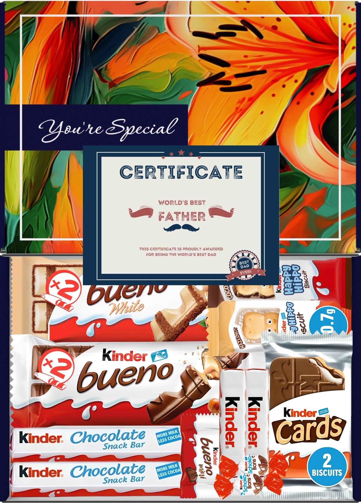 Kinder Chocolate Gift Box 12 Treats – Dad Letterbox Hamper by Benerry