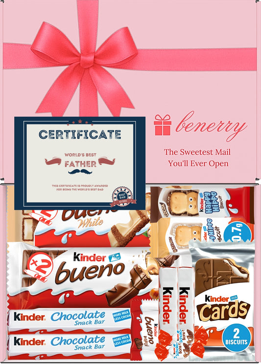 Kinder Chocolate Gift Box 12 Treats – Dad Pink Gift Box by Benerry