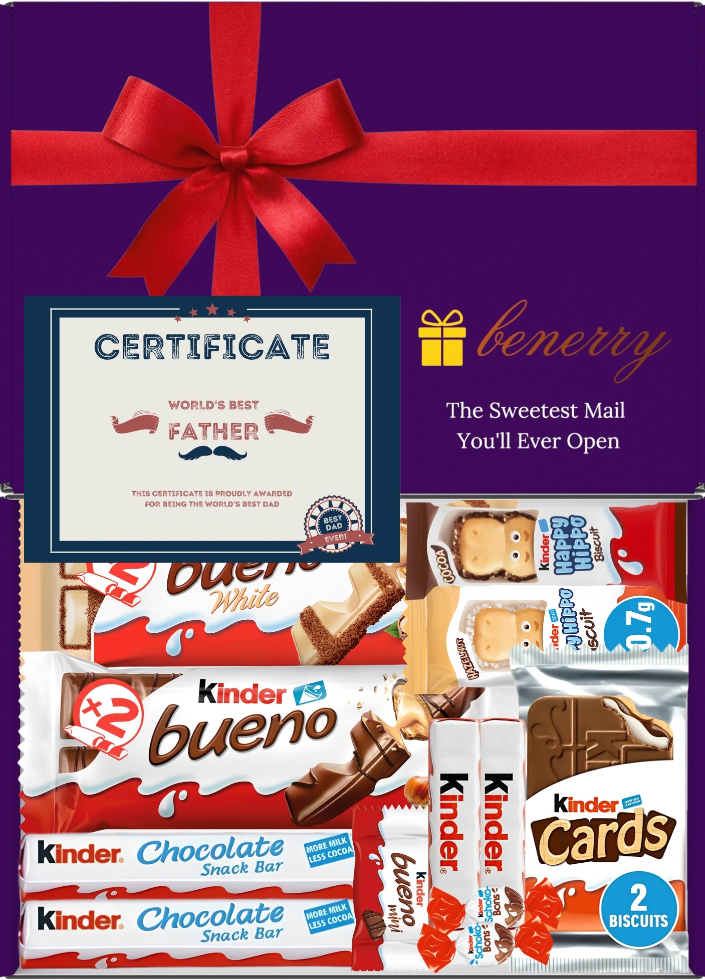 Kinder Chocolate Gift Box 12 Treats – Dad Purple Gift Box by Benerry
