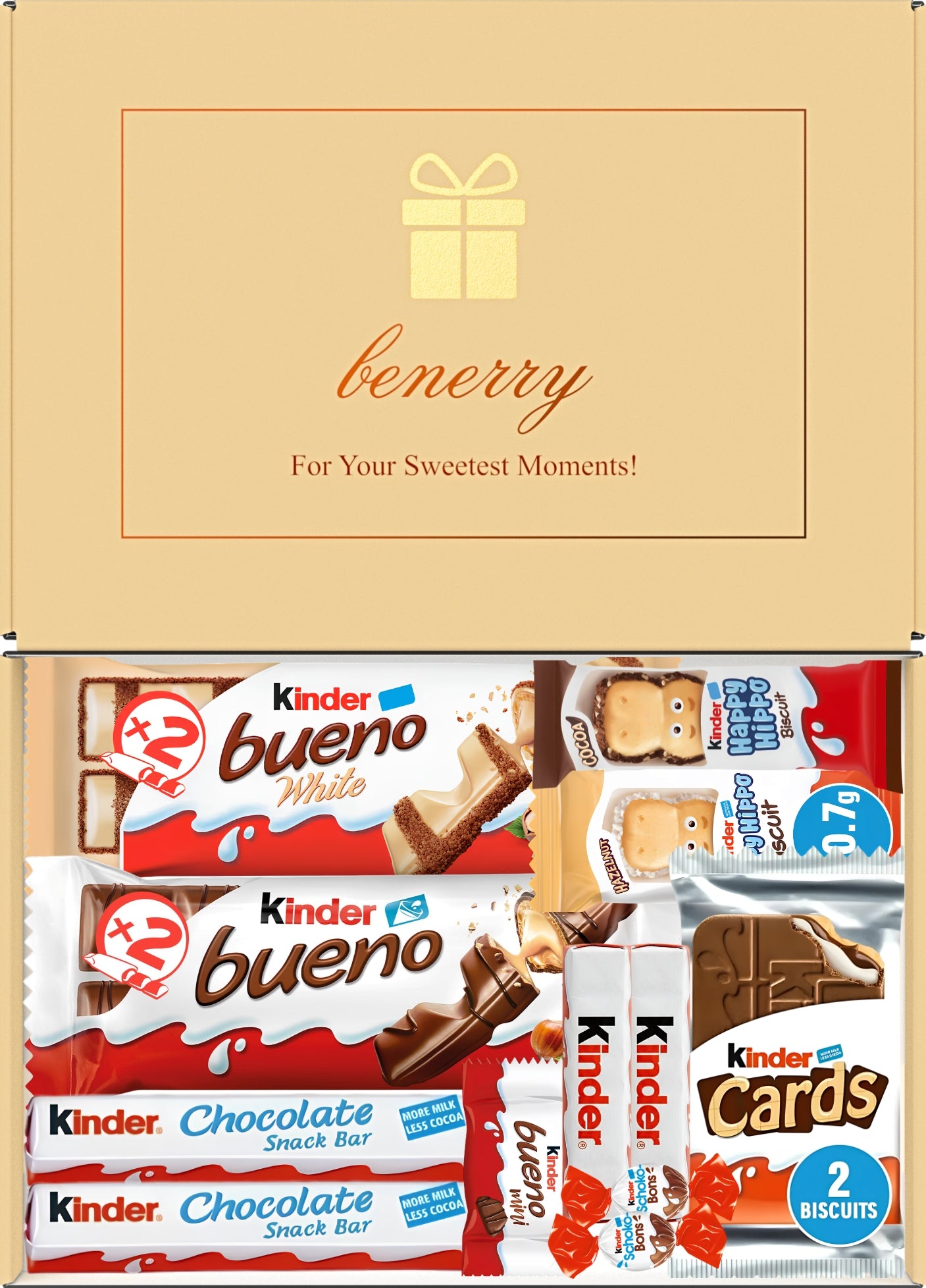 Kinder Chocolate Gift Box 12 Treats – Any Occasion Beige Gift Box by Benerry
