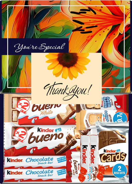 Kinder Chocolate Gift Box 12 Treats – Thank You Letterbox Hamper by Benerry