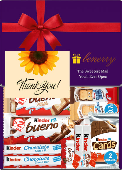 Kinder Chocolate Gift Box 12 Treats – Thank You Purple Gift Box by Benerry