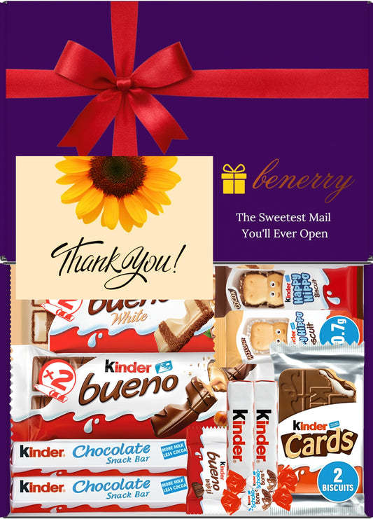 Kinder Chocolate Gift Box 12 Treats – Thank You Purple Gift Box by Benerry
