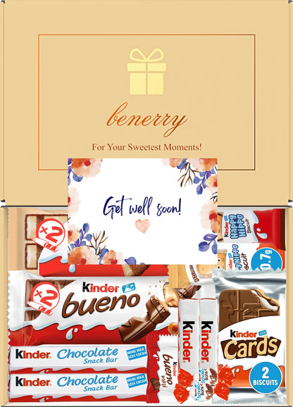 Kinder Chocolate Gift Box 12 Treats – Get Well Soon Beige Gift Box by Benerry