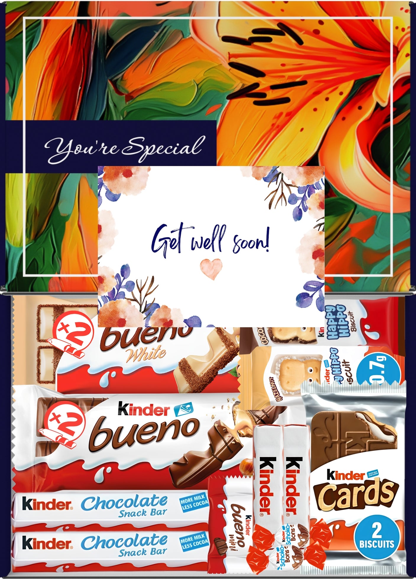 Kinder Chocolate Gift Box 12 Treats – Get Well Soon Letterbox Hamper by Benerry
