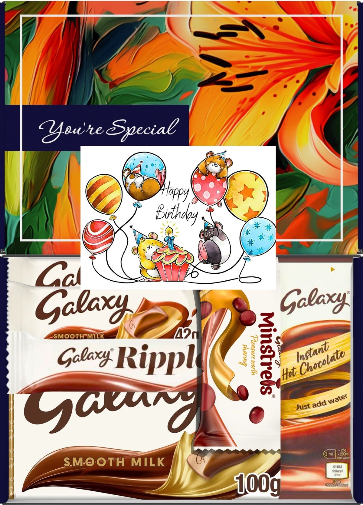 Galaxy Chocolate Gift Box 6 Treats – Birthday for Kids Letterbox Hamper by Benerry