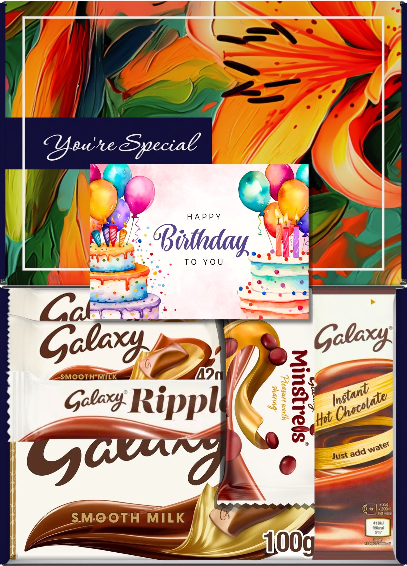 Galaxy Chocolate Gift Box 6 Treats – Birthday for Kids Letterbox Hamper by Benerry