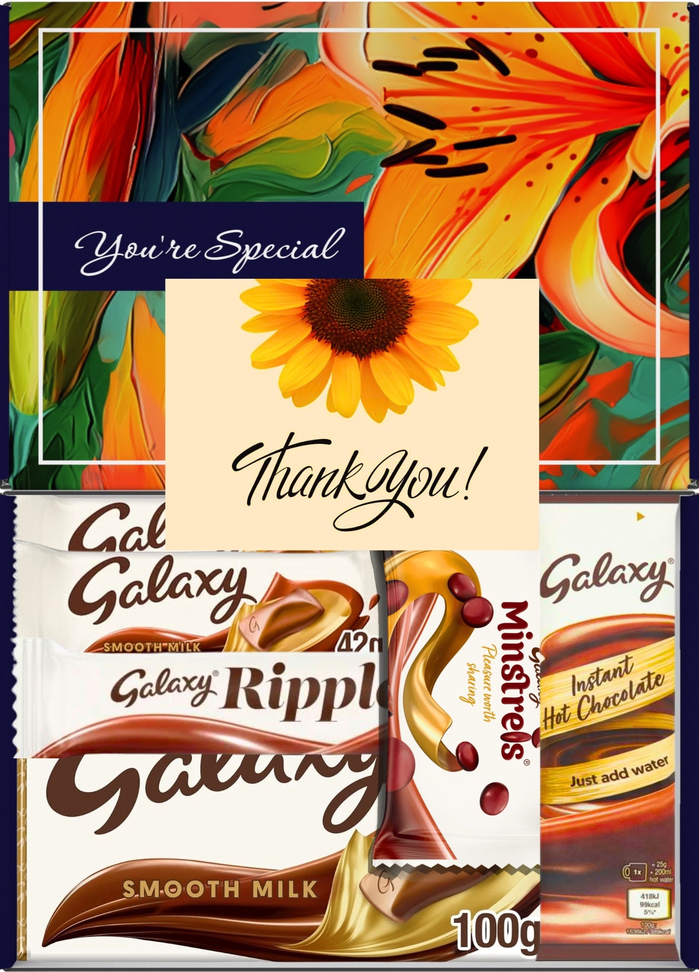 Galaxy Chocolate Gift Box 6 Treats – Thank You Letterbox Hamper by Benerry