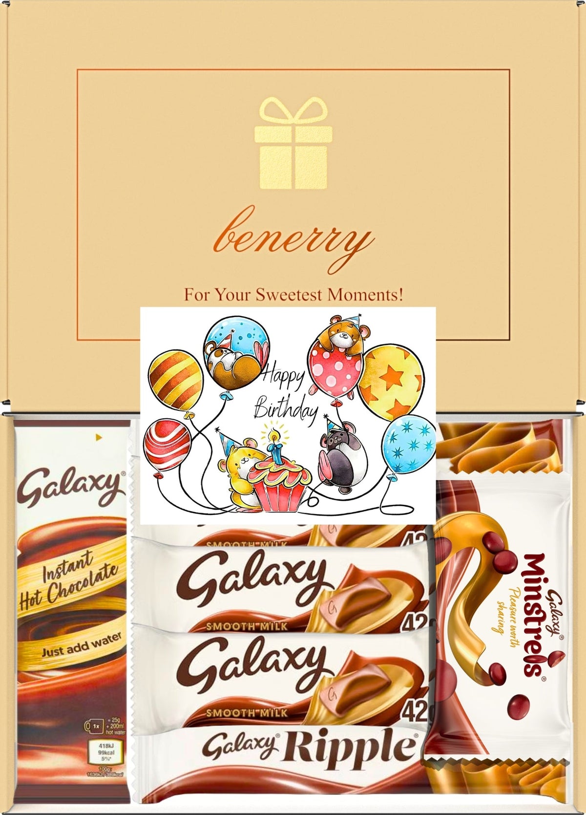 Galaxy Chocolate Gift Box 7 Treats – Birthday for Kids Beige Gift Box by Benerry