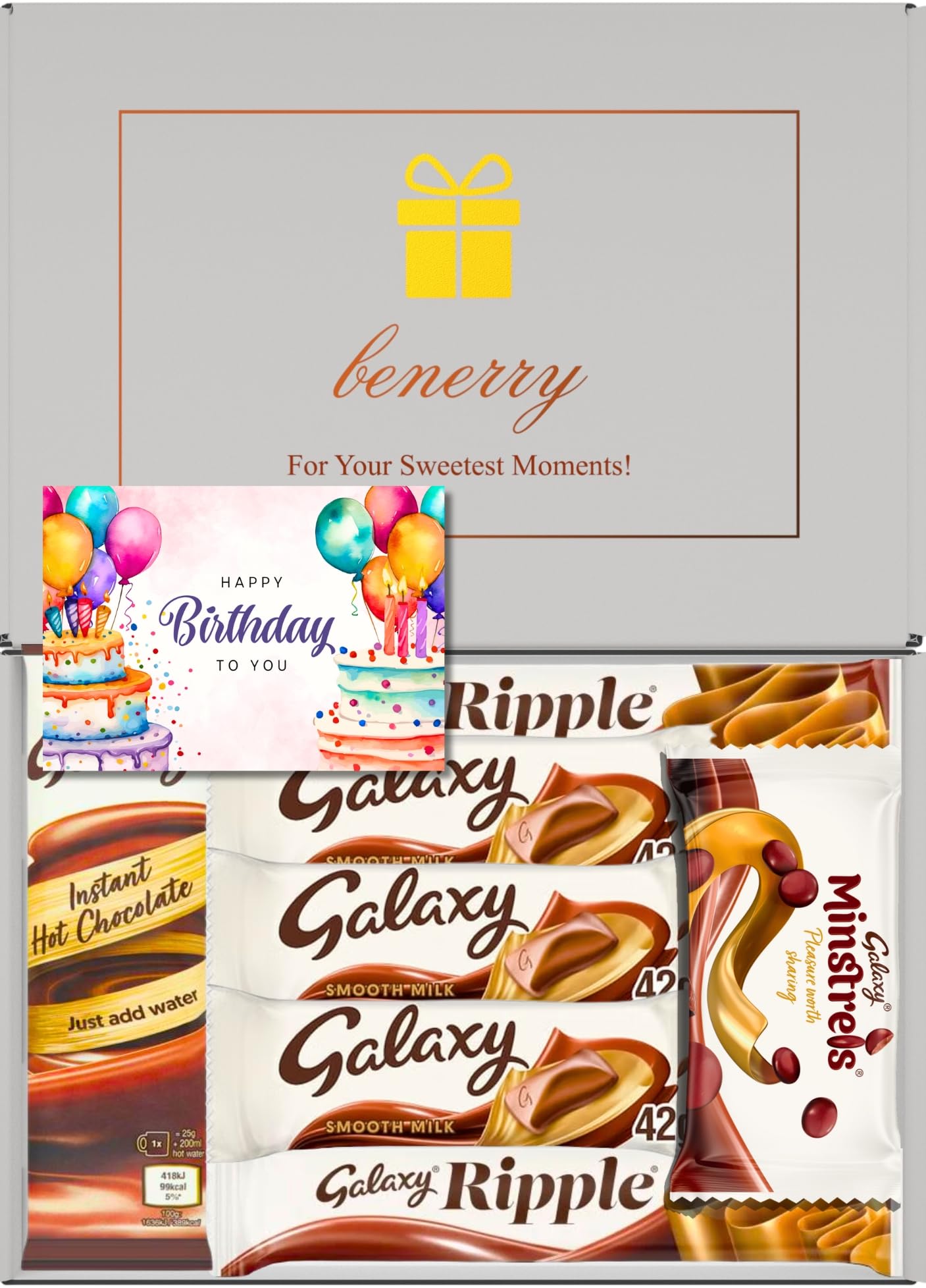 Galaxy Chocolate Gift Box 7 Treats – Birthday for Kids Grey Gift Box by Benerry