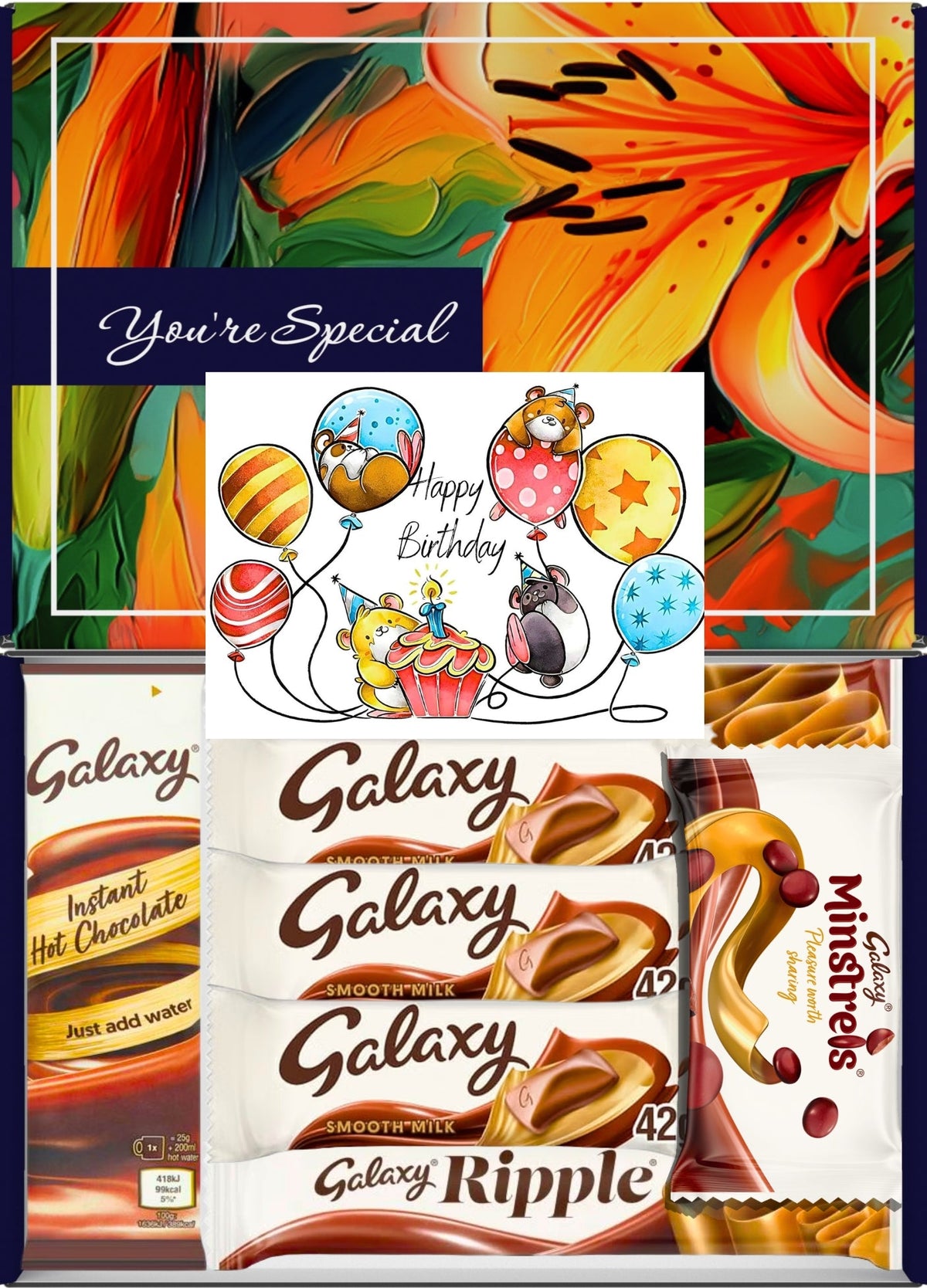 Galaxy Chocolate Gift Box 7 Treats – Birthday for Kids Letterbox Hamper by Benerry