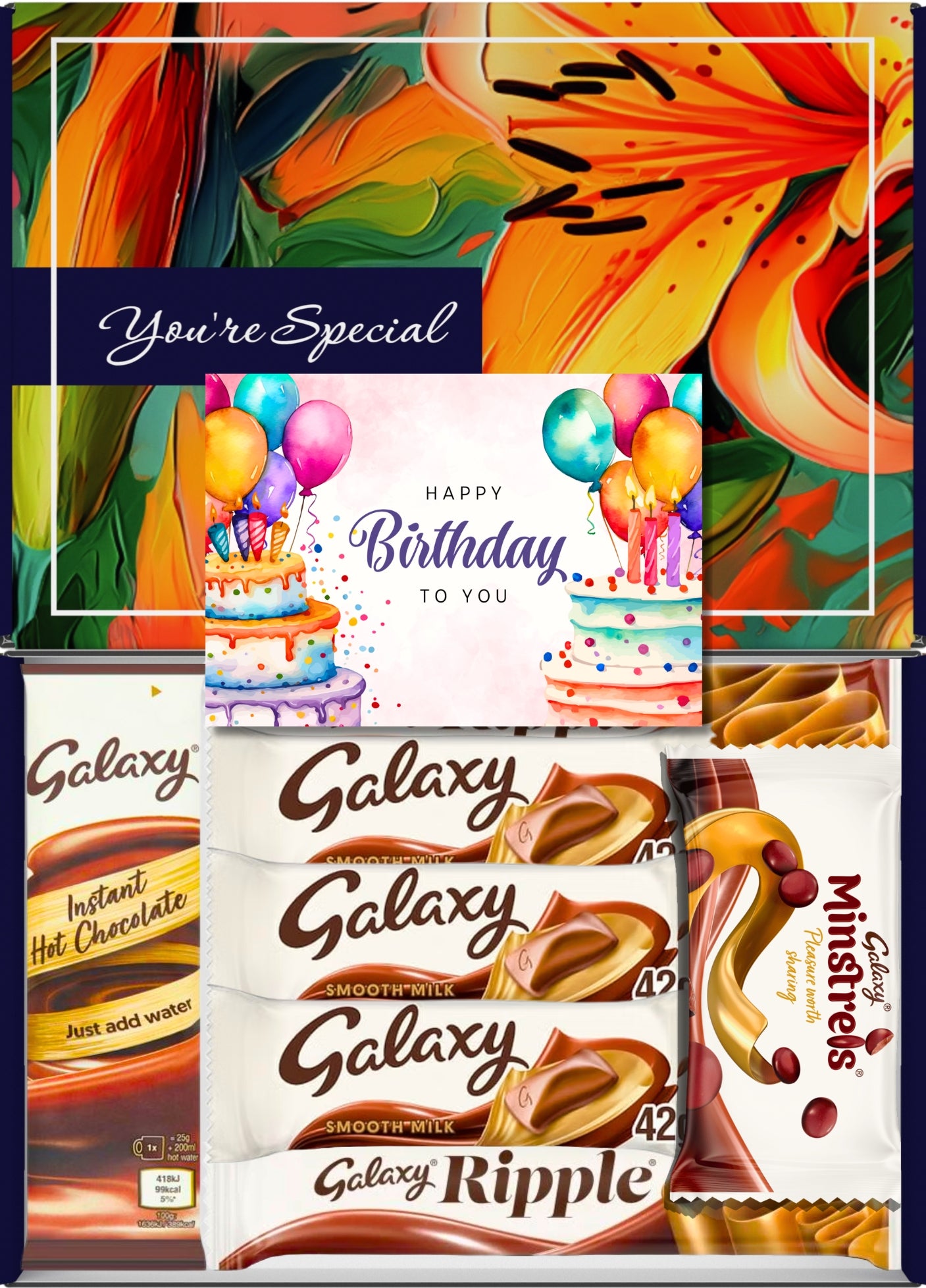 Galaxy Chocolate Gift Box 7 Treats – Birthday for Kids Letterbox Hamper by Benerry