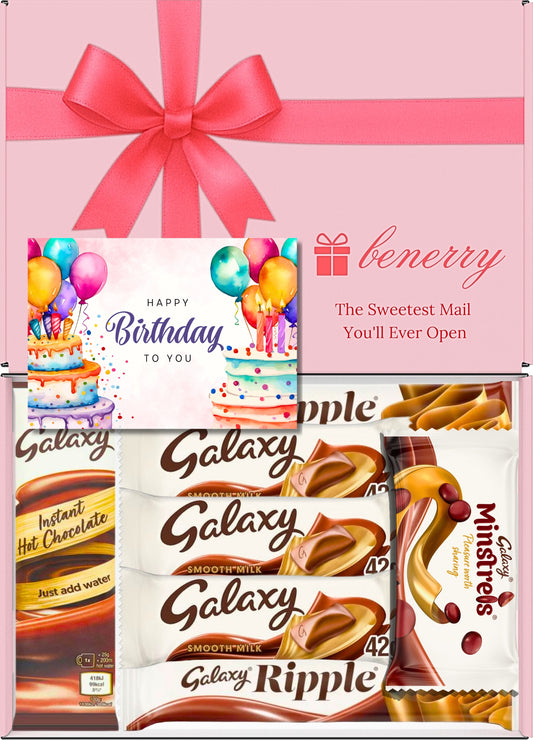 Galaxy Chocolate Gift Box 7 Treats – Birthday for Kids Pink Gift Box by Benerry