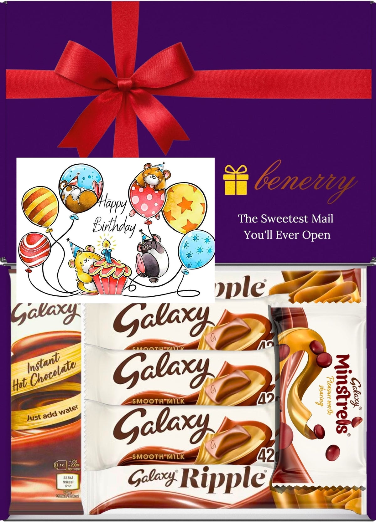 Galaxy Chocolate Gift Box 7 Treats – Birthday for Kids Purple Gift Box by Benerry
