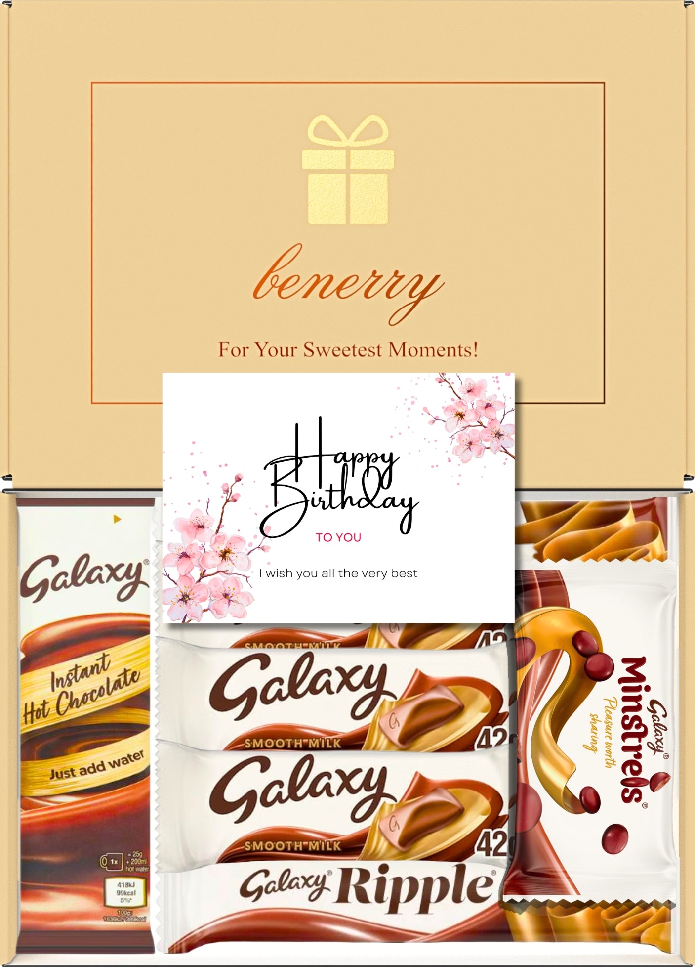 Galaxy Chocolate Gift Box 7 Treats – Birthday Beige Gift Box by Benerry
