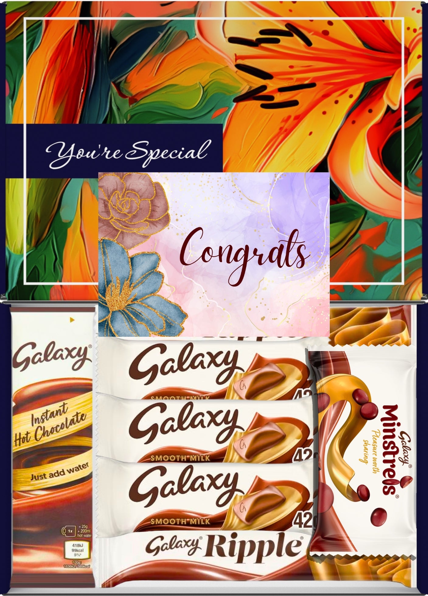 Galaxy Chocolate Gift Box 7 Treats – Congratulations Letterbox Hamper by Benerry