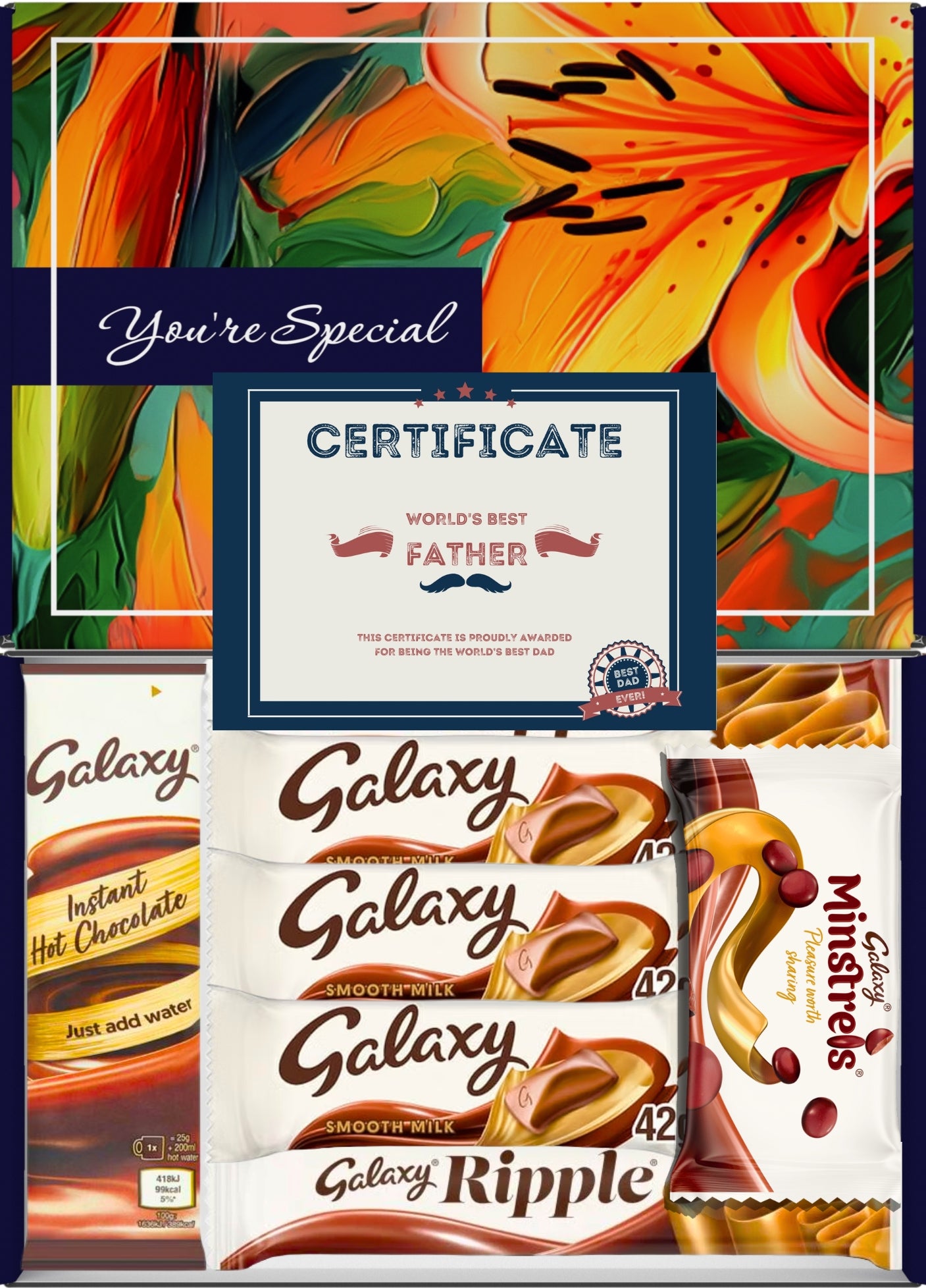 Galaxy Chocolate Gift Box 7 Treats – Dad Letterbox Hamper by Benerry