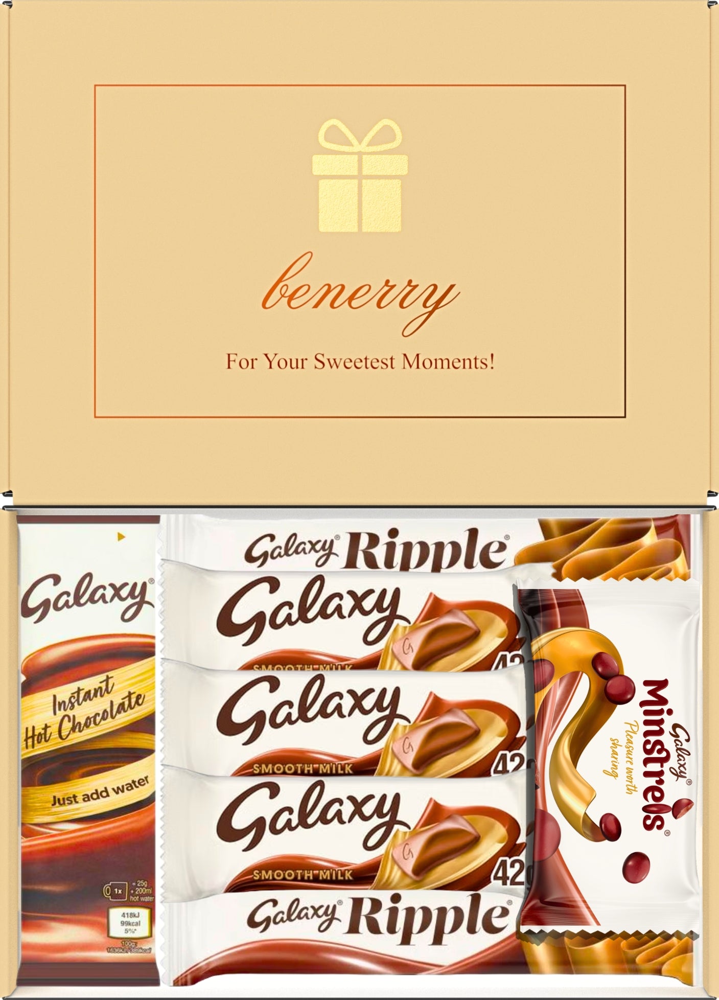 Galaxy Chocolate Gift Box 7 Treats – Any Occasion Beige Gift Box by Benerry