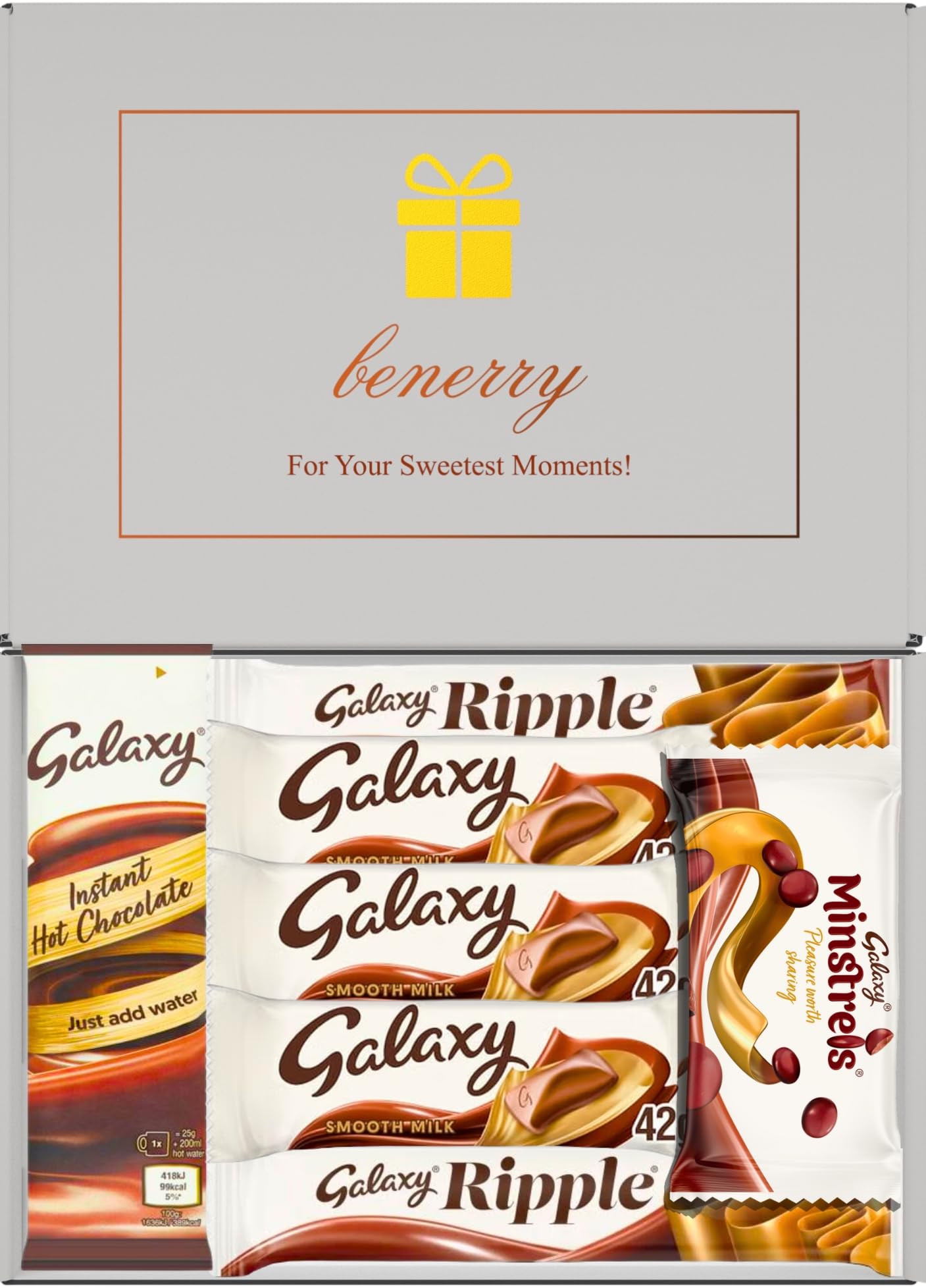 Galaxy Chocolate Gift Box 7 Treats – Any Occasion Grey Gift Box by Benerry