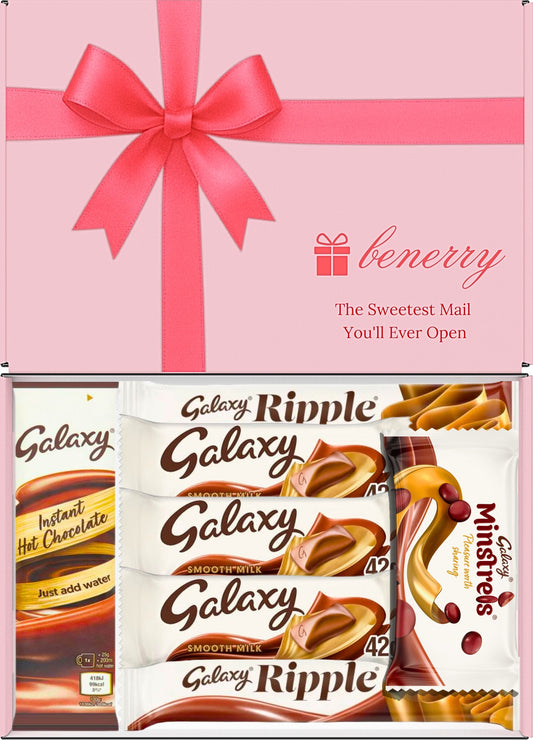 Galaxy Chocolate Gift Box 7 Treats – Any Occasion Pink Gift Box by Benerry