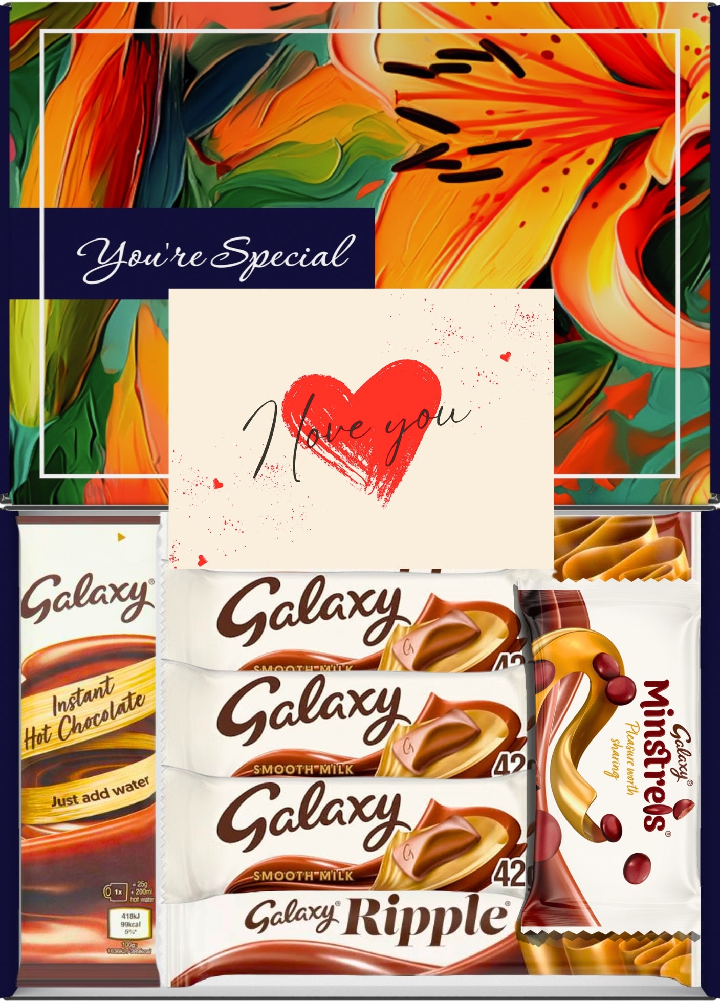 Galaxy Chocolate Gift Box 7 Treats – Love Letterbox Hamper by Benerry