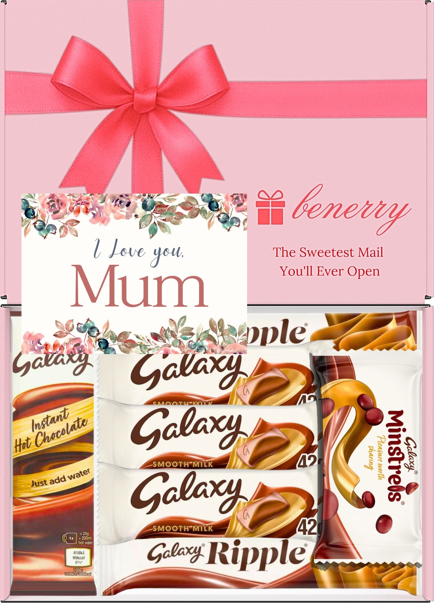 Galaxy Chocolate Gift Box 7 Treats – Mum Pink Gift Box by Benerry