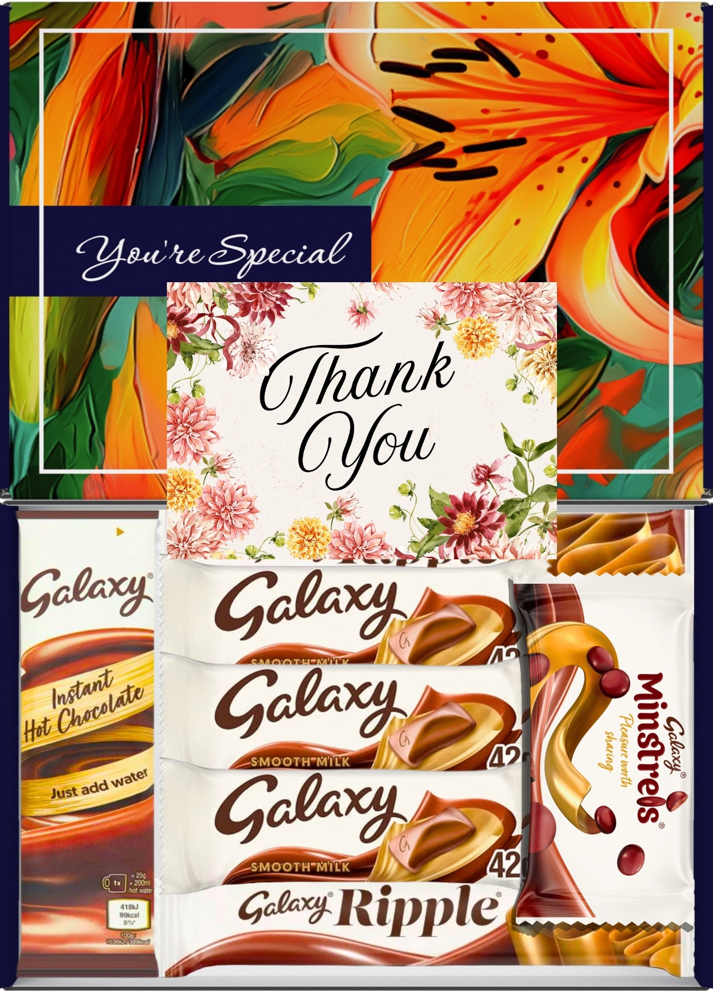 Galaxy Chocolate Gift Box 7 Treats – Thank You Luxury Letterbox Hamper by Benerry