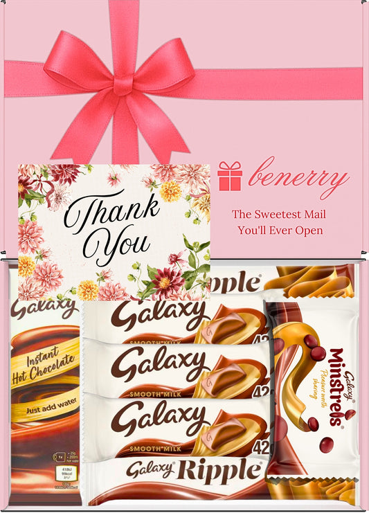 Galaxy Chocolate Gift Box 7 Treats – Thank You Luxury Pink Gift Box by Benerry