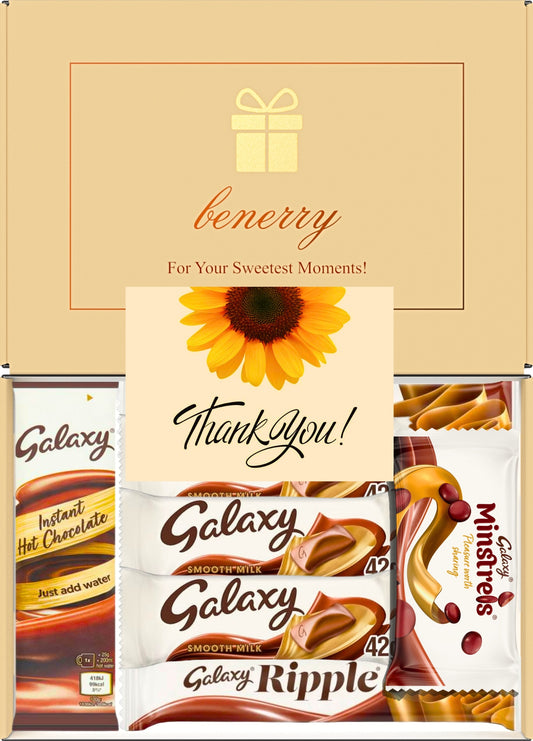 Galaxy Chocolate Gift Box 7 Treats – Thank You Beige Gift Box by Benerry